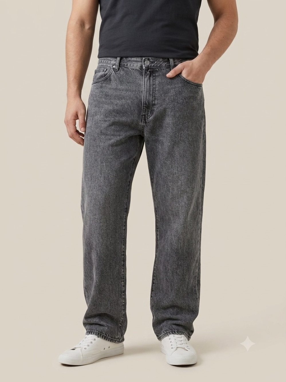 Levi's Premium 555 Men's Jeans 40x30 Relaxed Straight Leg Washed Black Gray